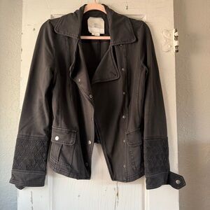 Hei Hei XS Black Moto Jacket Studded Sleeve Anthropologie